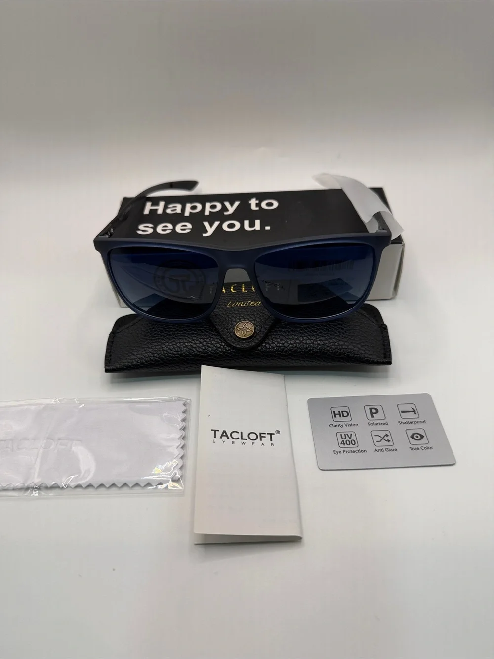 Tacloft Black Frame polarized Sunglasses with Blue Lenses